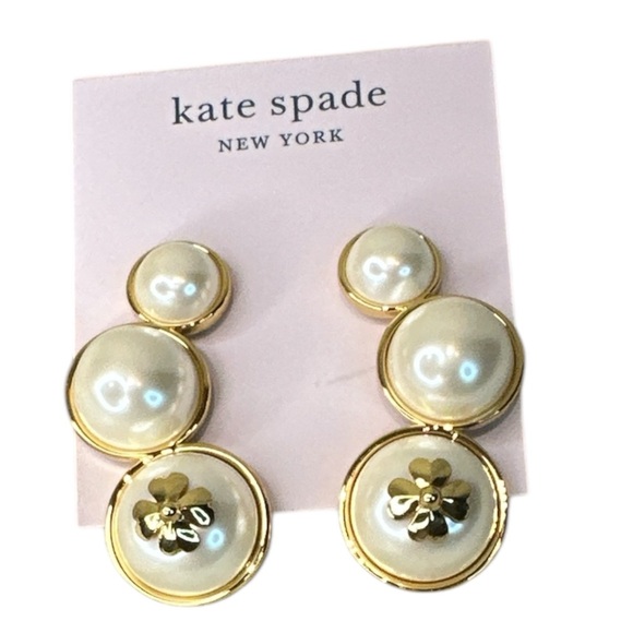 KATE SPADE ♠️ FLOWER EMBLEM EARRINGS NWT - Picture 2 of 6